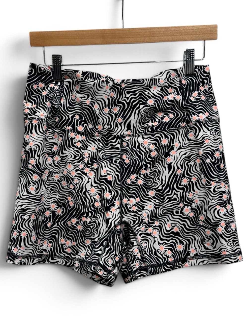 FP Movement by Free People Black & Pink Swirl Floral Bike Shorts #713